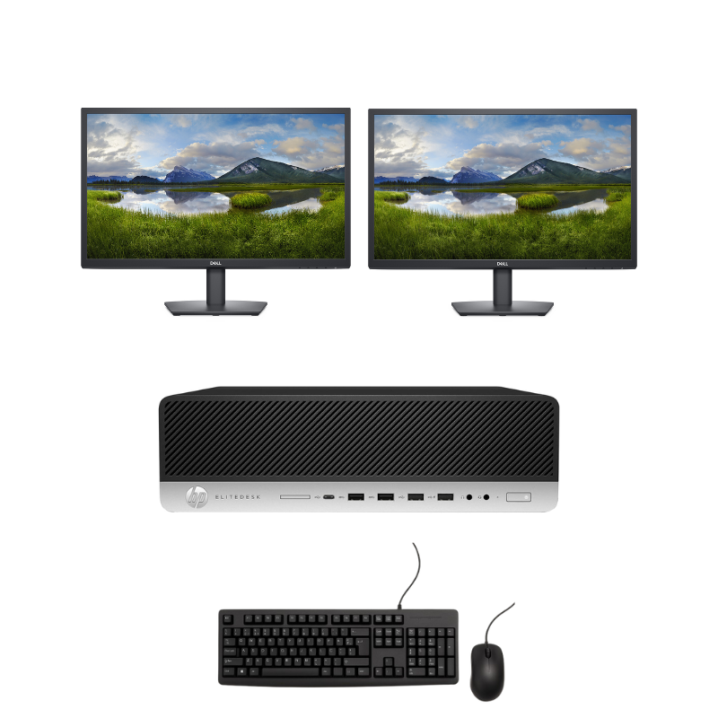 Pack Elitedesk 800 G3 SFF + 2 x 24" E2422H IPS LED i5-6500 8 Go RAM 256 Go SSD