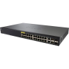 Cisco SG350-28P avec 28 ports Gigabit (GbE), 24 ports Gigabit Ethernet RJ45, 2 connecteurs SFP et 2 ports Gigabit Ethernet