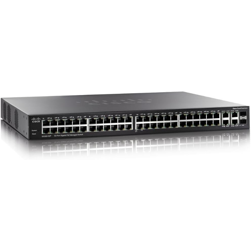 Cisco SG300-52MP 52 porte Gigabit Poe + håndterbar L3-switch, renoveret