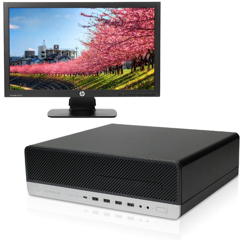 Pack HP Elitedesk 800 G4 SFF I5 8e 8 GB 256 GB SSD + 22 "Windows 11 Pro-scherm