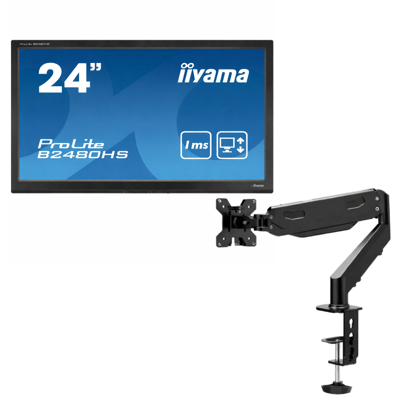Pack IIyama ProLite B2480HS 24" Écran Full HD HDMI + Bras Articulé Reconditionné