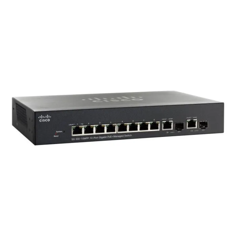 Cisco SG300-10 Switch manageable 8 Ports Gigabit PoE+ + 2 SFP | Reconditionné