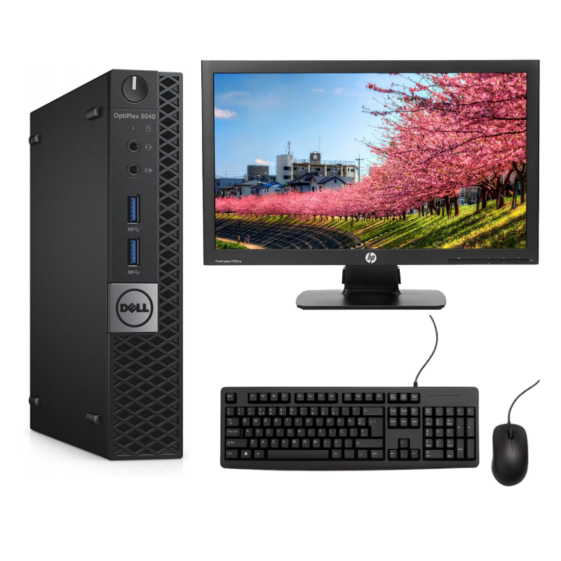 Pack Dell Optiplex 3040 Micro + HP 22" FHD | i3 | 4 Go RAM | 128 Go SSD | Windows 11 | Wi-Fi