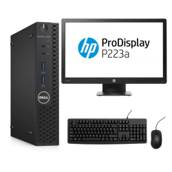 Pack Dell Optiplex 3050 Micro + HP P223a 22" LED | i3 | 8 Go RAM | 128 Go SSD | Windows 11 | Wi-Fi